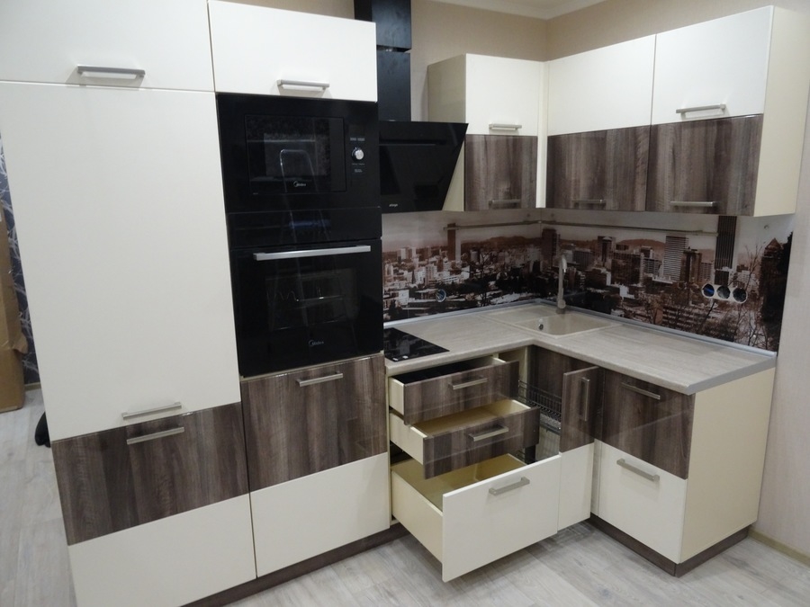 Белый кухонный гарнитур-Кухня МДФ в эмали «Модель 485»-фото9