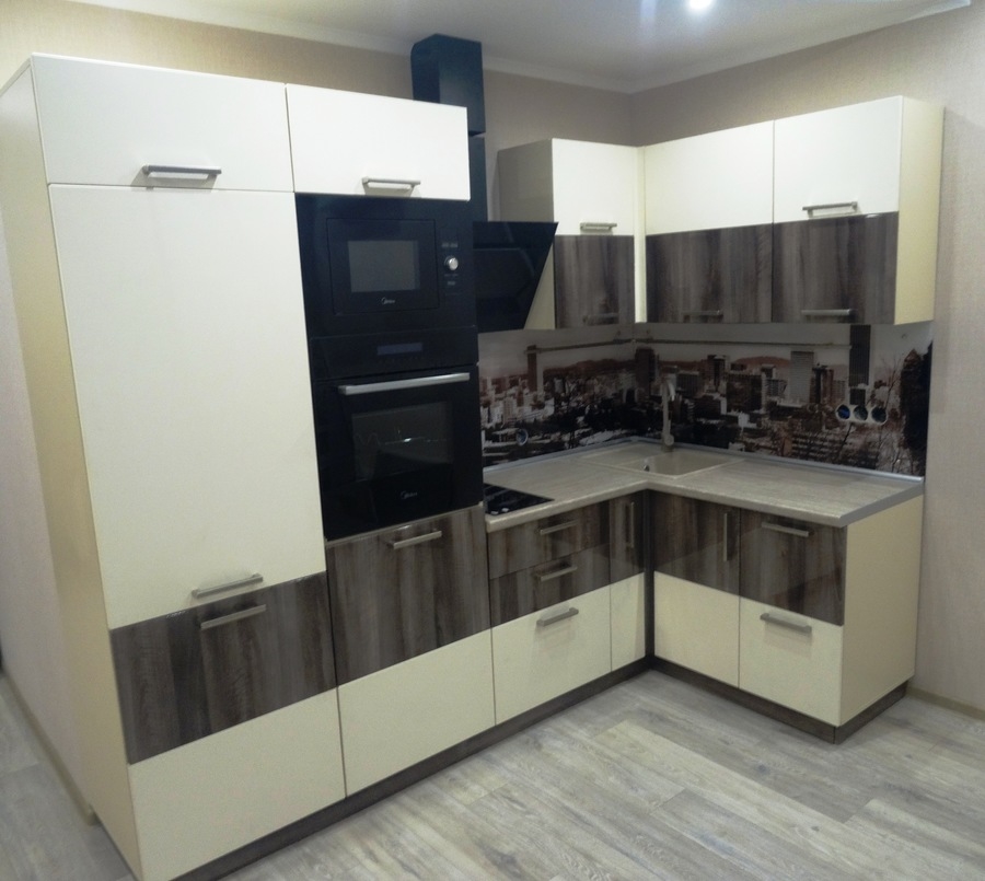 Белый кухонный гарнитур-Кухня МДФ в эмали «Модель 485»-фото1