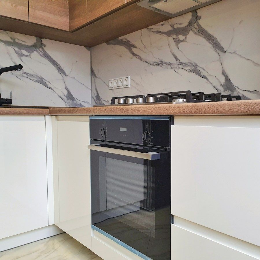 Белый кухонный гарнитур-Кухня МДФ в эмали «Модель 554»-фото4