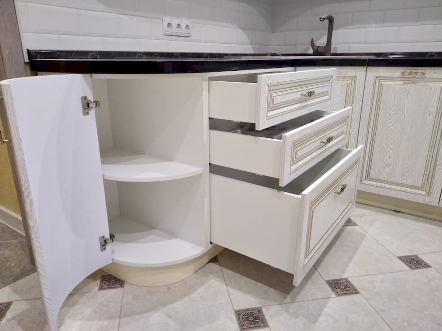 Белый кухонный гарнитур-Кухня из шпона «Модель 581»-фото8