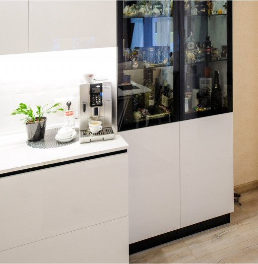 Белый кухонный гарнитур-Кухня МДФ в эмали «Модель 606»-фото5